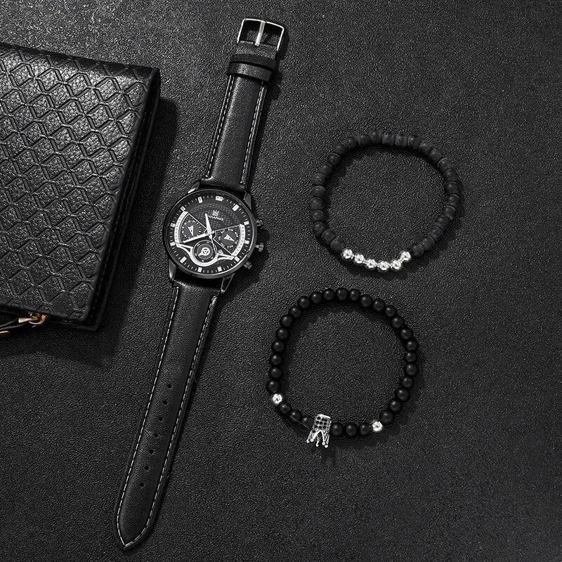 Men’s Minimalist Ultra-Thin Quartz Watch Set (3PCS)