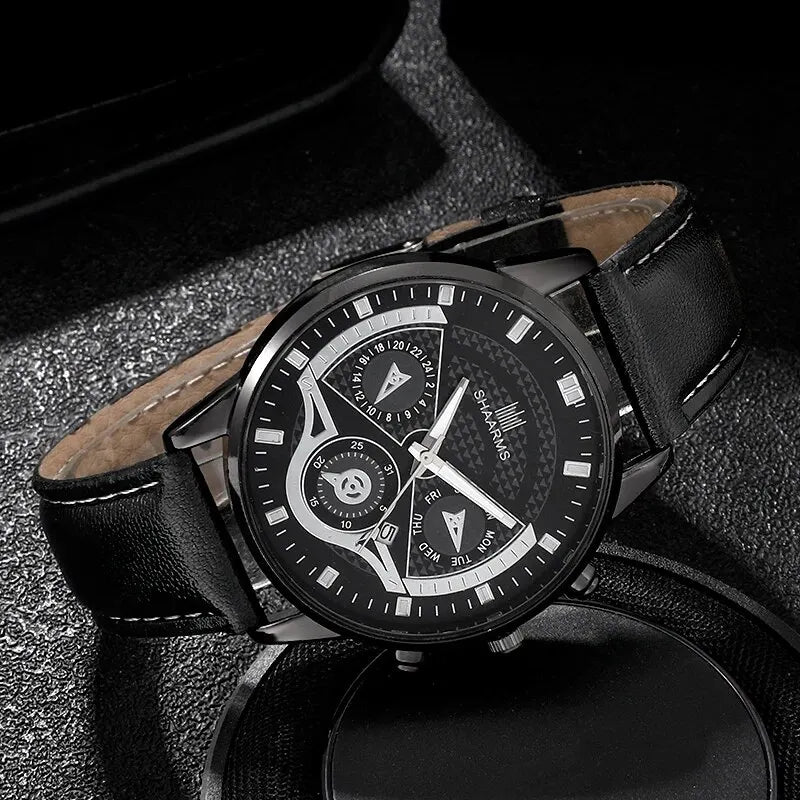 Men’s Minimalist Ultra-Thin Quartz Watch Set (3PCS)