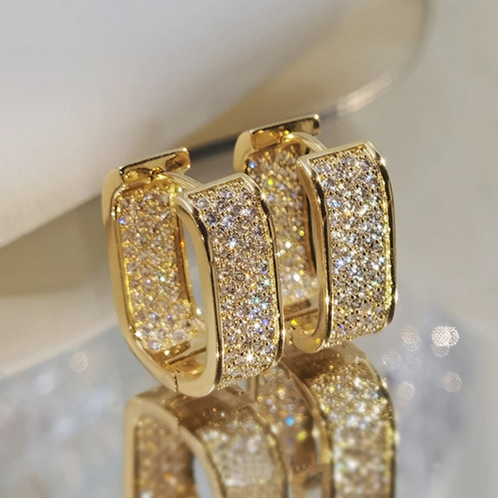 ✨ Huitan Sleek Pave CZ Hoop Earrings