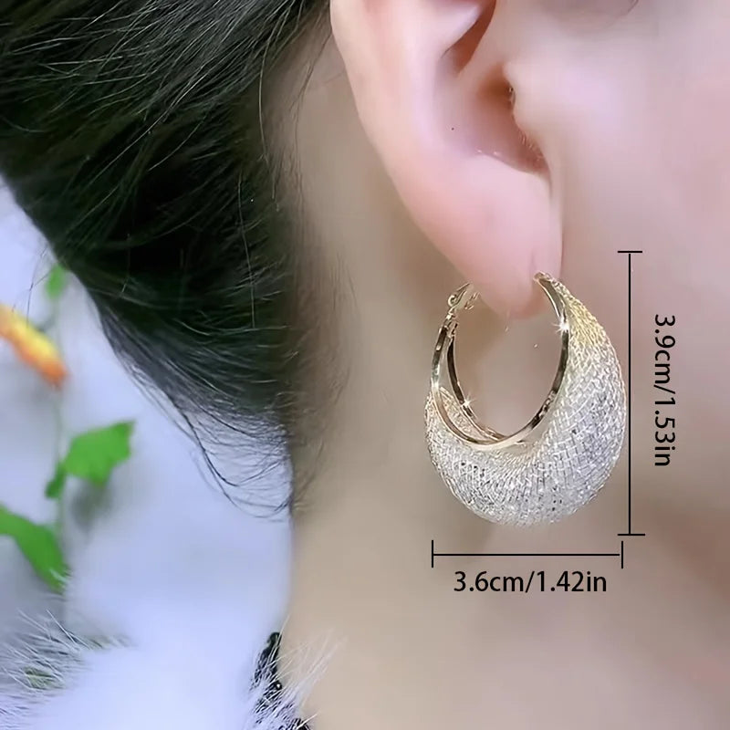 GlamMesh Rhinestone Hoop Earrings for Women – Elegant Party Jewelry