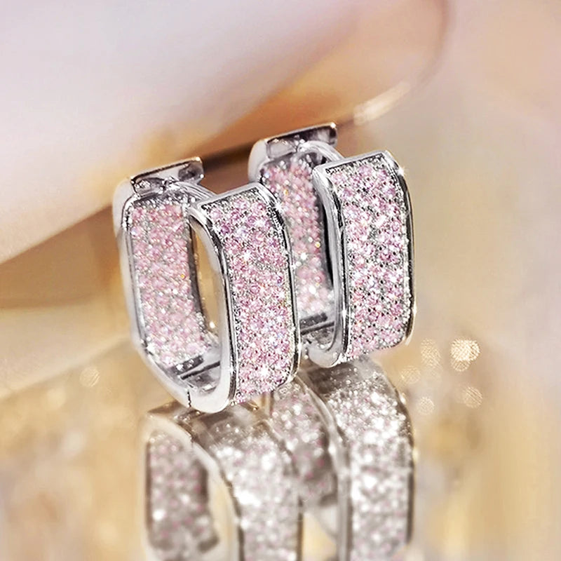 ✨ Huitan Sleek Pave CZ Hoop Earrings