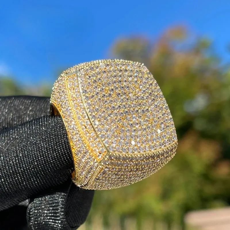 Men’s Gold Iced Out Cubic Zirconia Ring