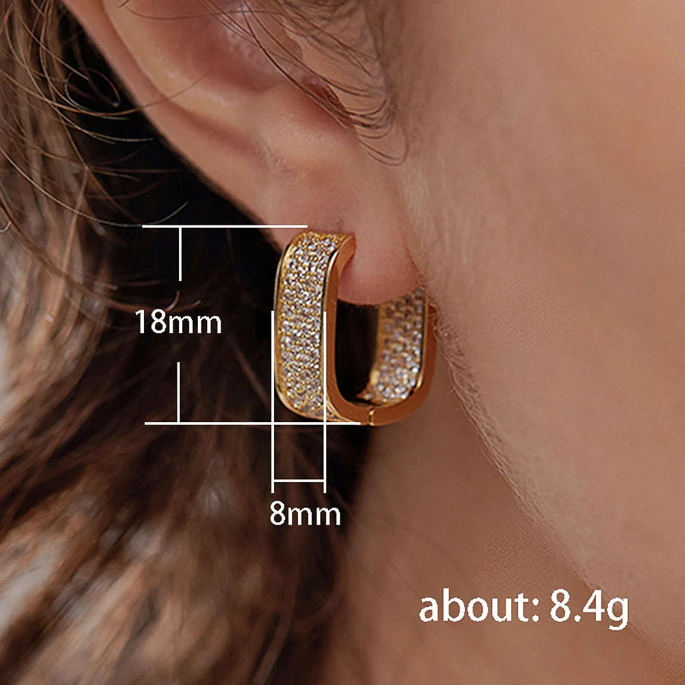 ✨ Huitan Sleek Pave CZ Hoop Earrings